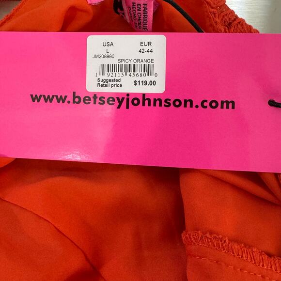 BETSEY JOHNSON EYELET V-NECK SLEEVELESS MINI DRESS IN SPICY ORANGE SIZE LARGE - Picture 14 of 16
